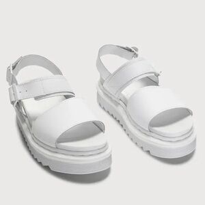 Dr. Martens Voss Mono White Leather Double Strap Buckled Sandals